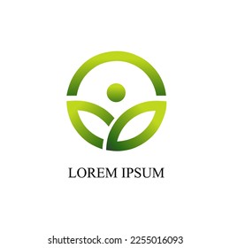 Naturaleza y logotipo del hombre con forma de círculo