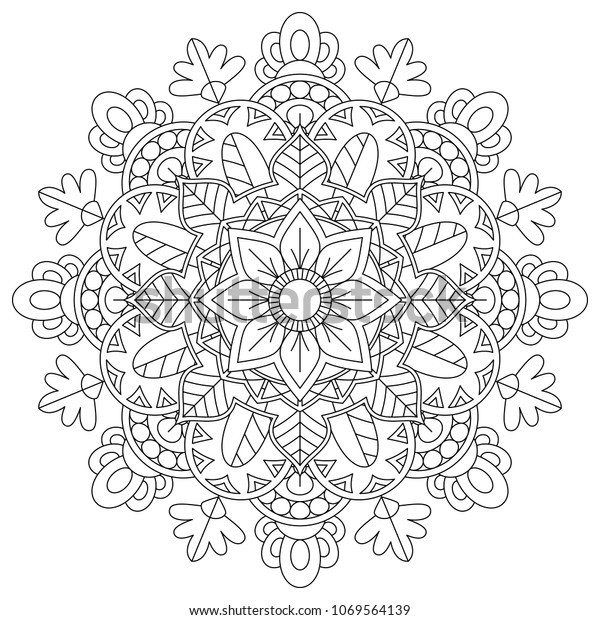 Download Nature Mandala Coloring Book Stock Vector Royalty Free 1069564139