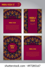 Nature mandala design set. Vintage decorative elements. Ornamental business cards. Oriental, vector illustration. nature motifs. Doodle ornaments.