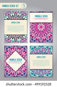 Nature mandala design set. Vintage decorative elements. Ornamental business cards. Oriental, vector illustration. nature motifs. Doodle ornaments.