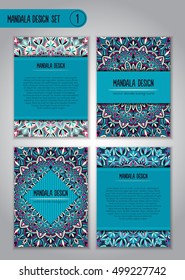 Nature mandala design set. Vintage decorative elements. Ornamental business cards. Oriental, vector illustration. nature motifs. Doodle ornaments.