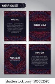Nature mandala design set. Vintage decorative elements. Ornamental business cards. Oriental, vector illustration. nature motifs. Doodle ornaments.