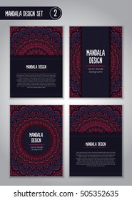 Nature mandala design set. Vintage decorative elements. Ornamental business cards. Oriental, vector illustration. nature motifs. Doodle ornaments.