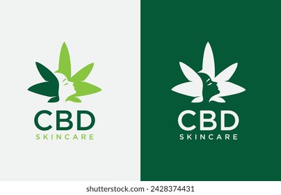 Nature Marijuana Leaf With Negative Space Women Logo Design Illustration