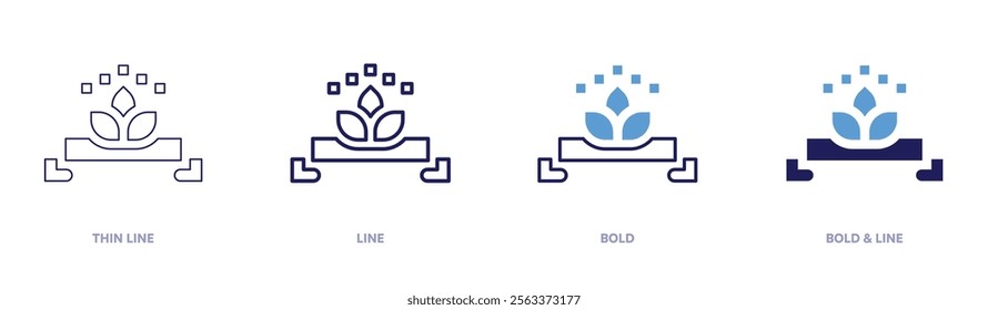 Nature meditation icon in 4 different styles. Thin Line, Line, Bold, and Bold Line. Duotone style. Editable stroke.