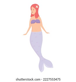 Nature mermaid icon cartoon vector. Sea girl. Cute ocean