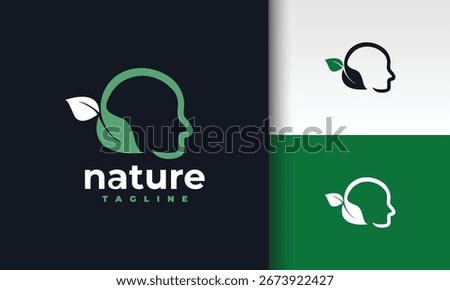 Nature Mind Logo Conceptual Design of Human Head with Leaves