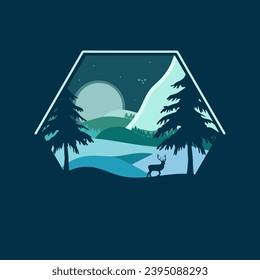 Nature Minimalistic flat design landscape vector art illustration