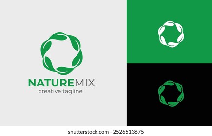 Nature Mix, Blatt, Baum, grün, öko-minimalistisch und modernes Logo voll editierbare Vektorvorlage