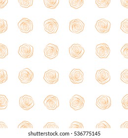 Nature monochrome flowers vector seamless pattern in orange colors on a white background.