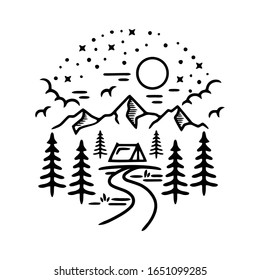 nature monoline illustration design vector