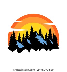Nature mountain forest illustration design vector