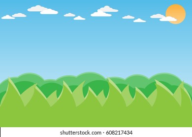 nature mountain hill perspective from grass to sky.vector and illustration