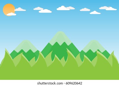 nature mountain hill perspective from grass design.vector and illustration
