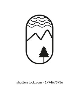 nature mountain icon outline black. mountain logo vector design