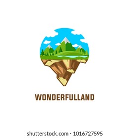nature mountain land flat design