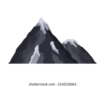 Nature mountain landscape. Rocky massif vector Illustration. Winter peaks or hilltop. Range rock, mountain rocky environment top. Travel landscape , climbing or hiking mountains