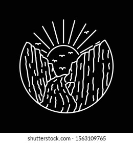 Nature Mountain Line Graphic Illustration Vector Art T-shirt Design