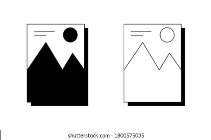 Nature mountain linear icon vector, black and white version