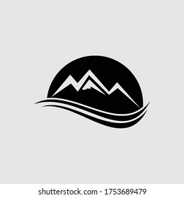 silueta de diseño de logotipo de montaña natural  