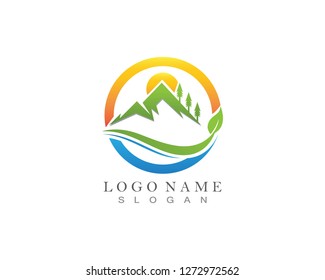 Nature mountain logo design template