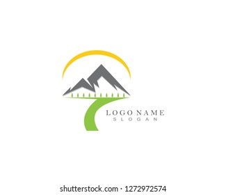 Nature mountain logo design template
