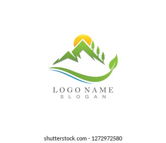 Nature mountain logo design template