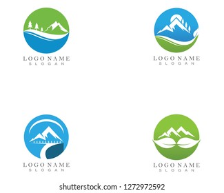 Nature mountain logo design template