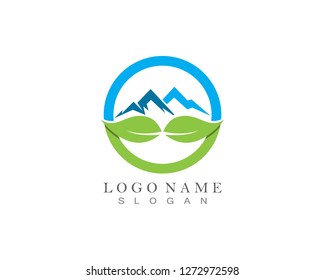 Nature mountain logo design template