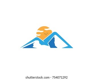 Nature mountain logo design template