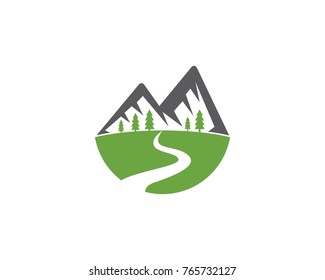 nature mountain logo design template