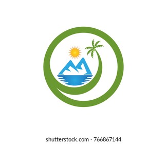 Nature mountain logo design template