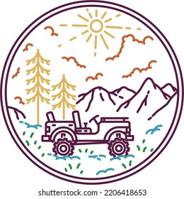 nature mountain with monoline art