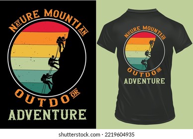 Nature Mountain Outdoor Adventure Retro t-shirt design, Mountain t shirt design. Hiking t shirt design.