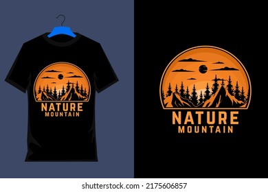 Nature Mountain Retro Vintage T Shirt Design