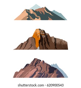 Nature mountain silhouette elements set.