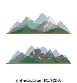 Nature mountain silhouette elements set.Outdoor icon snow ice tops and decorative isolated camping travel climbing or hiking mountains geology.