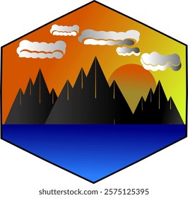 nature mountain symbol design simple vintage