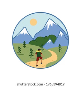 Nature mountain tourism vector illustration