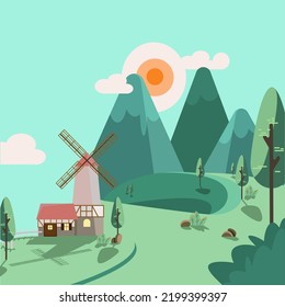 Nature Mountain with Wind mill