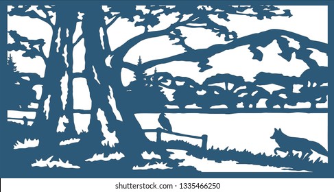 Nature with mountains and animals