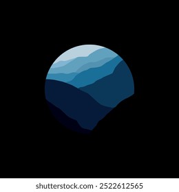 nature mountains illustration in circle vector design.