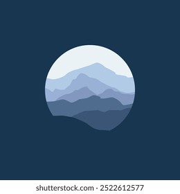 nature mountains illustration in circle vector design.