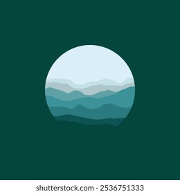 nature mountains landscape in circle illustration for sale.