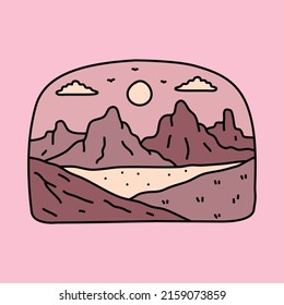 Nature with mountains and river paintings graphic illustration vector art t-shirt design
