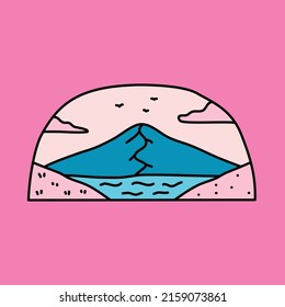 Nature with mountains and river paintings graphic illustration vector art t-shirt design