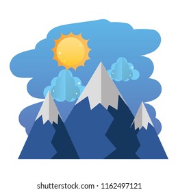 nature mountains with sun and clouds landscape