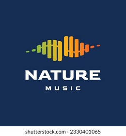 logotipos musicales. diseño con elementos de forma de hoja de onda dinámica ecualizador de audio para sonido de música natural.