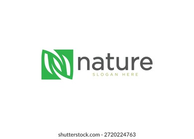 Nature n logo leaf concept design vector template