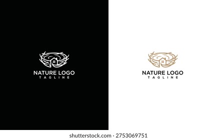 Nature Nest Home Logo Vector - Organic Creative Brand Identity Design.
